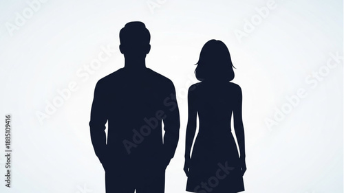 Silhouette of a man and woman standing together.