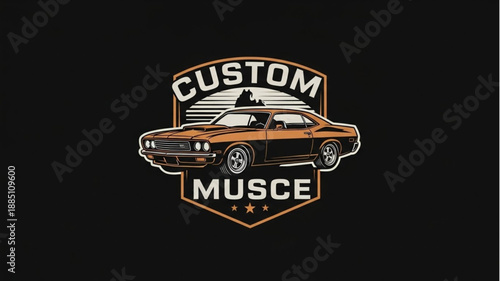 Vintage Custom Muscle Car Emblem Logo Design.