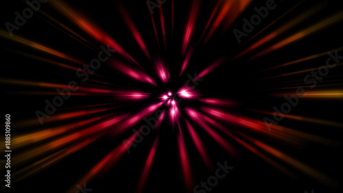 Red and orange glowing radial speed lines on black background