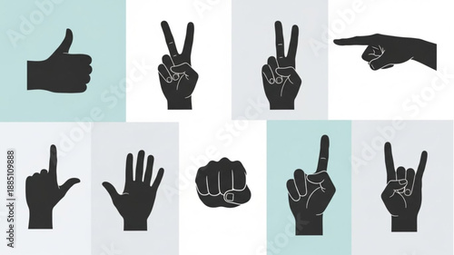 Collection of Hand Gestures Silhouettes.