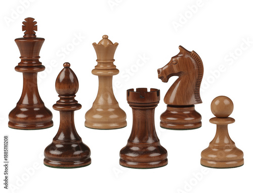 Wooden Chess Pieces king isolated on a transparent background