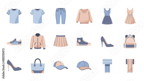 Collection of fashionable womens clothing and accessories.