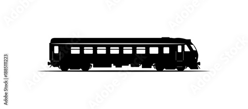 Silhouette of a Passenger Train Car
