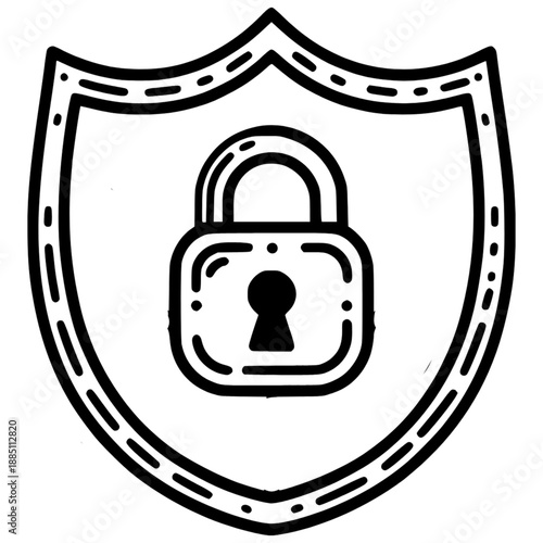 Digital Shield: Illustrating security and protection, a solid shield with a prominent lock symbolizes safety in the digital realm.