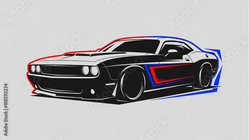 Classic American Muscle Car Illustration.