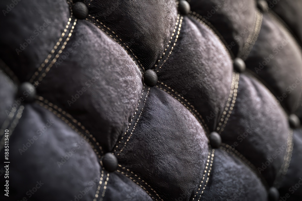 Fototapeta premium Closeup of velour quilted fabric showcasing intricate texture and detail of luxurious upholstery enhancing home decor