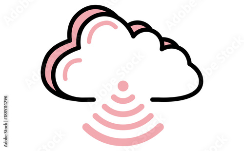 クラウド配信のアイコンのデータ通信とオンライン接続を表すイラスト