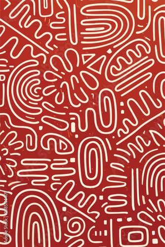 Abstract Organic Line Pattern on Warm Terracotta Background