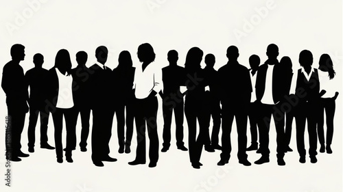 Diverse Group of People Silhouettes Standing Together.