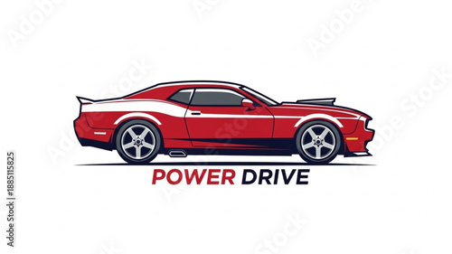 Red Sports Car Illustration Power Drive.