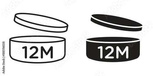12M icon suitable design silhouette and line art style on white background