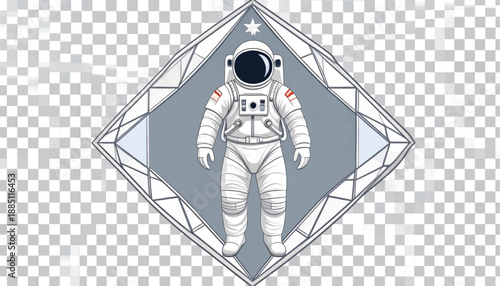 Astronaut in White Space Suit Illustration.