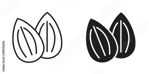 Almond icon suitable design silhouette and line art style on white background
