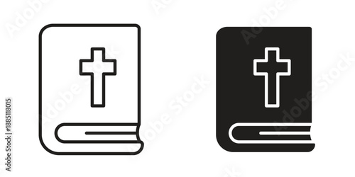 Bible icon suitable design silhouette and line art style on white background