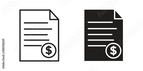 Bills icon suitable design silhouette and line art style on white background