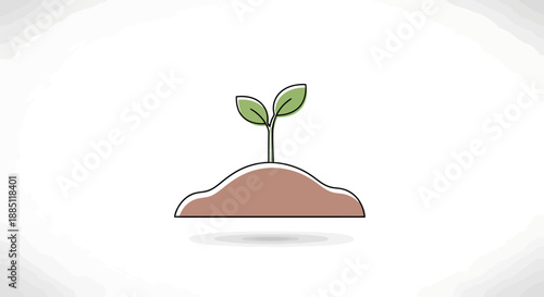 Growing Plant Sprout Emerging From Soil Symbol Fresh Life Concept For Agriculture Business Development And New Beginnings Isolated On White