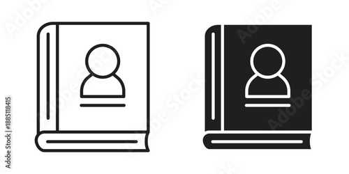 Biography icon suitable design silhouette and line art style on white background
