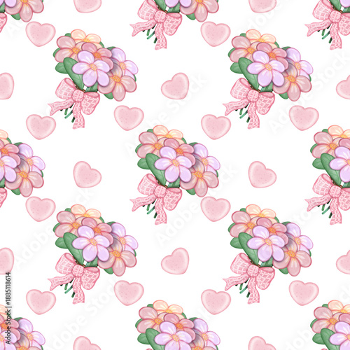 Seamless pattern Flower watercolor spring floral set. Hand drawn pastel flower, leaf, Cute nature.