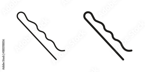 Bobby pin icon suitable design silhouette and line art style on white background