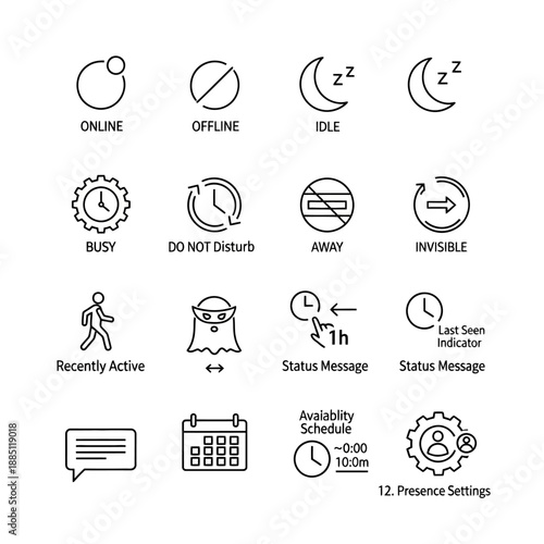 Social Media Status Icons and Symbols.