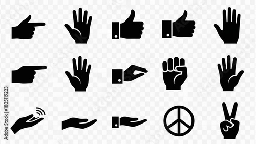 Collection of Hand Gestures Icons and Symbols.