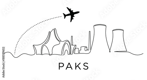 Paks Hungary city skyline and nuclear power plant vector illustration