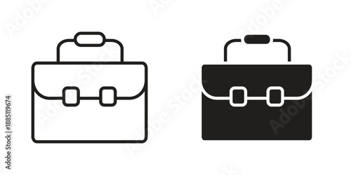 Briefcase icon suitable design silhouette and line art style on white background