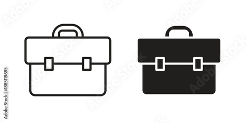 Briefcase icon suitable design silhouette and line art style on white background