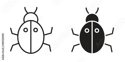 Bug icon suitable design silhouette and line art style on white background