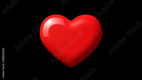 Wallpaper Mural A glossy, vibrant red heart isolated against a stark, black background Torontodigital.ca