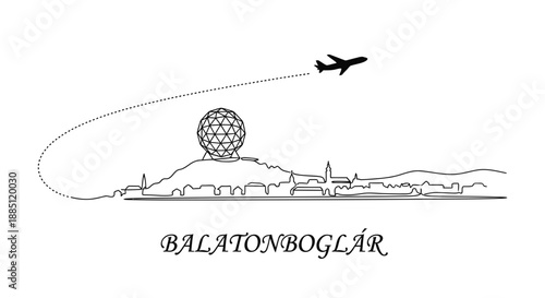 Balatonboglar Hungary skyline with globe lookout vector illustration