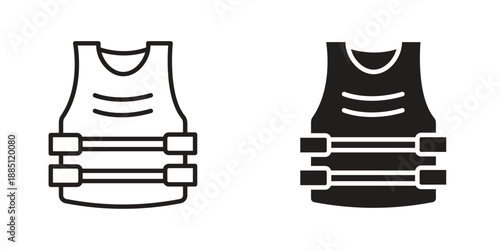 Bulletproof vest icon suitable design silhouette and line art style on white background