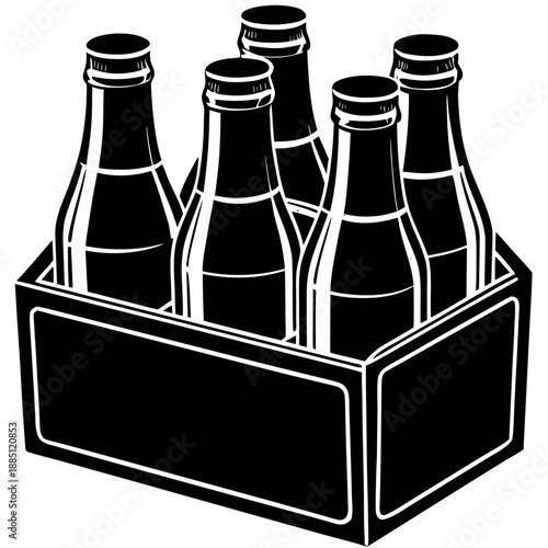 Beer Bottle Carrier Silhouette Vector Icon Drink Caddy Beverage Basket