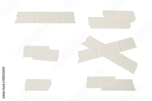 White sticker adhesive paper tape isolated on transparent background.