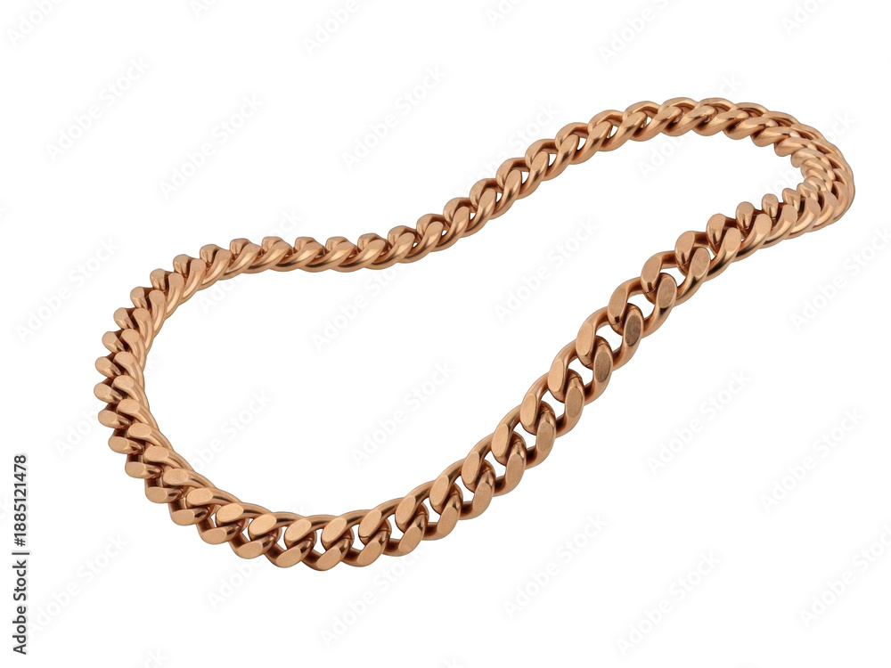 Obraz premium Rose gold curb chain necklace isolated on transparent background