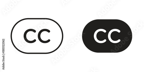 Closed caption icon suitable design silhouette and line art style on white background