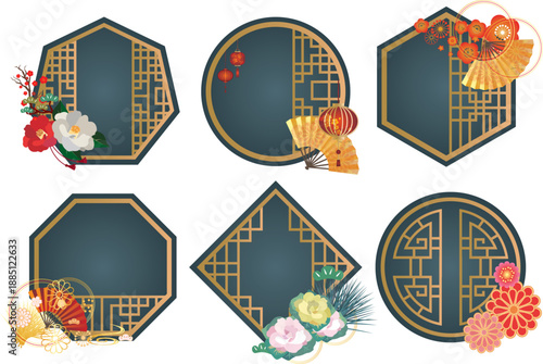 中華風フレーム飾り枠セット