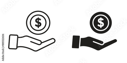 Contribution icon suitable design silhouette and line art style on white background