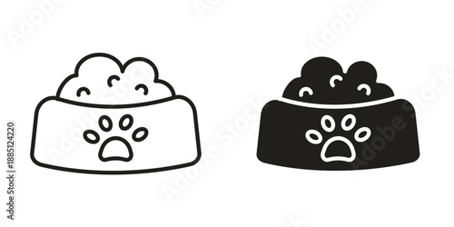 Dog food icon suitable design silhouette and line art style on white background