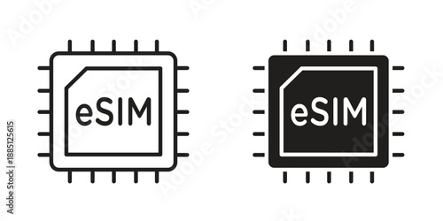 ESIM icon suitable design silhouette and line art style on white background