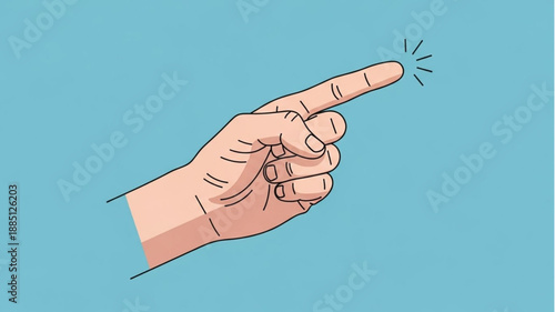 Human Finger Pointing Forward With Sparkle Effect.