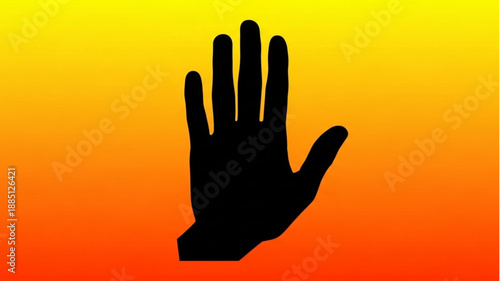 Silhouette of a Black Hand Against a Vibrant Yellow and Orange Gradient Background.