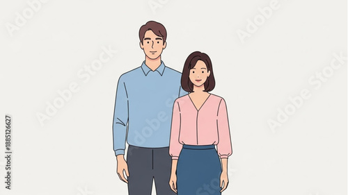 Couple Standing Together Simple Illustration.