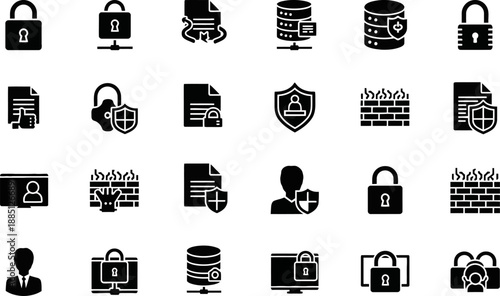 A simple black vector icon set showing various dairy products for web and digital use