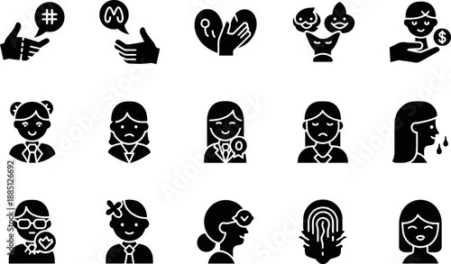 A black vector set of animal silhouette icons and symbols for web and design use