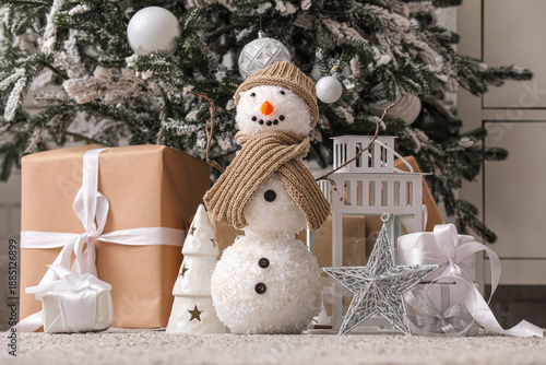 Funny snowman with presents...