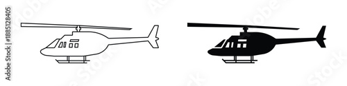 Helicopter symbol. Simple chopper vector sign. Transparent PNG
