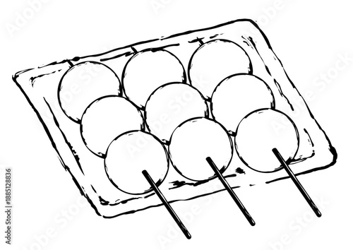 3つの団子の墨絵イラスト