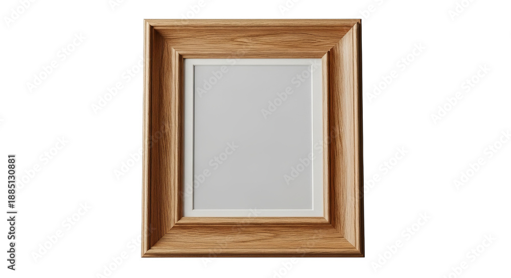 Fototapeta premium Empty Vertical Wooden Picture Frame With White Mat