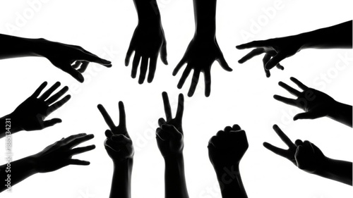 Silhouette Hands Playing Rock Paper Scissors Game.